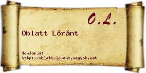 Oblatt Lóránt névjegykártya